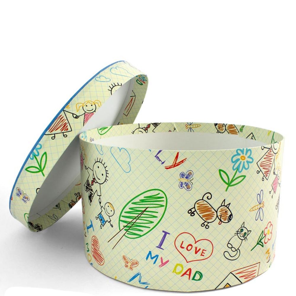 Χειροποίητο Χάρτινο Κουτί-Καπελιέρα, Family με Μπλε Καπάκι, 2 διάστασεις